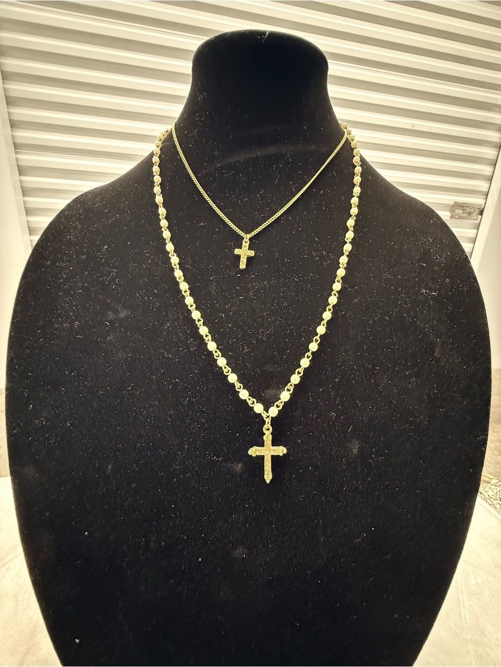 Gold Cross Pendant Necklace Set - Women Jewelry